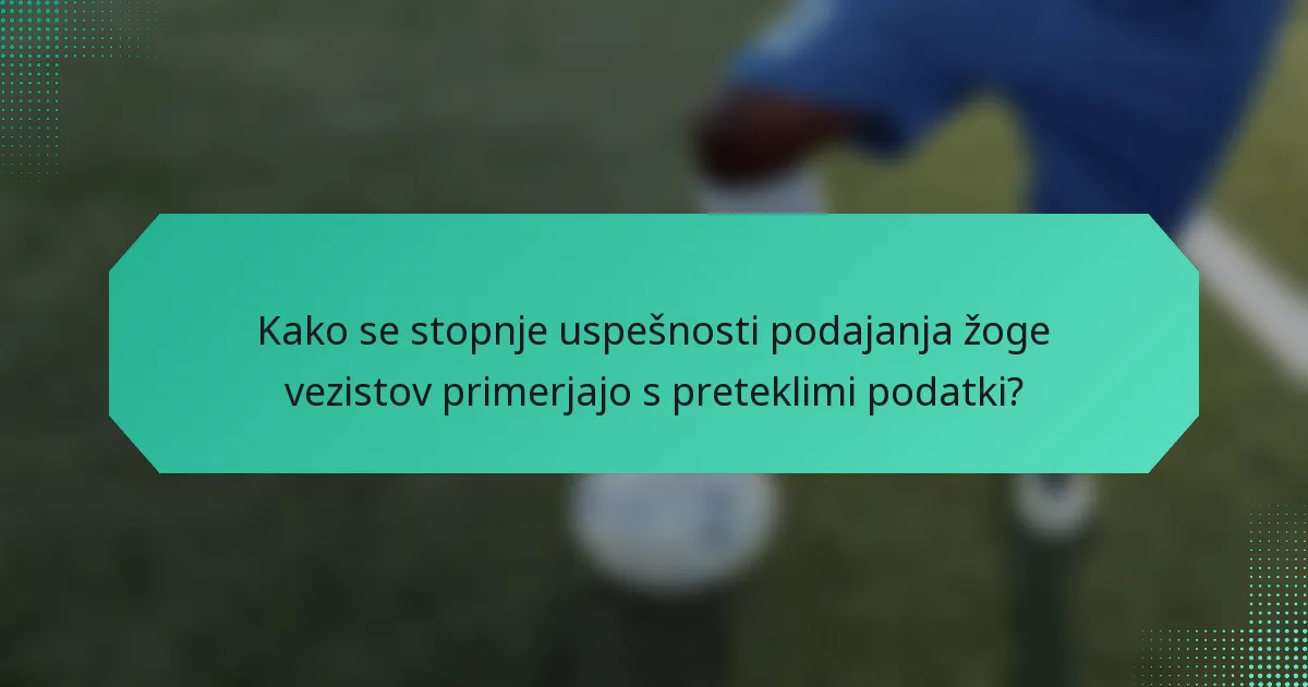 Kako se stopnje uspešnosti podajanja žoge vezistov primerjajo s preteklimi podatki?