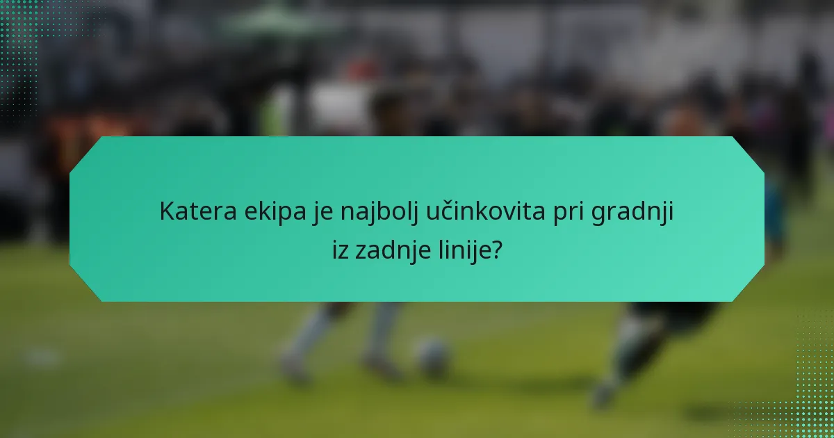 Katera ekipa je najbolj učinkovita pri gradnji iz zadnje linije?