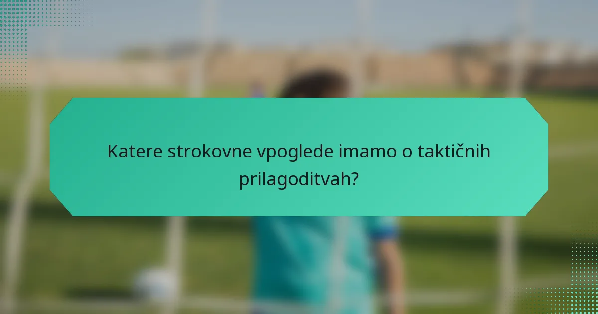 Katere strokovne vpoglede imamo o taktičnih prilagoditvah?
