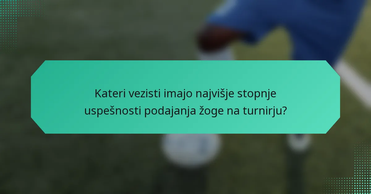 Kateri vezisti imajo najvišje stopnje uspešnosti podajanja žoge na turnirju?